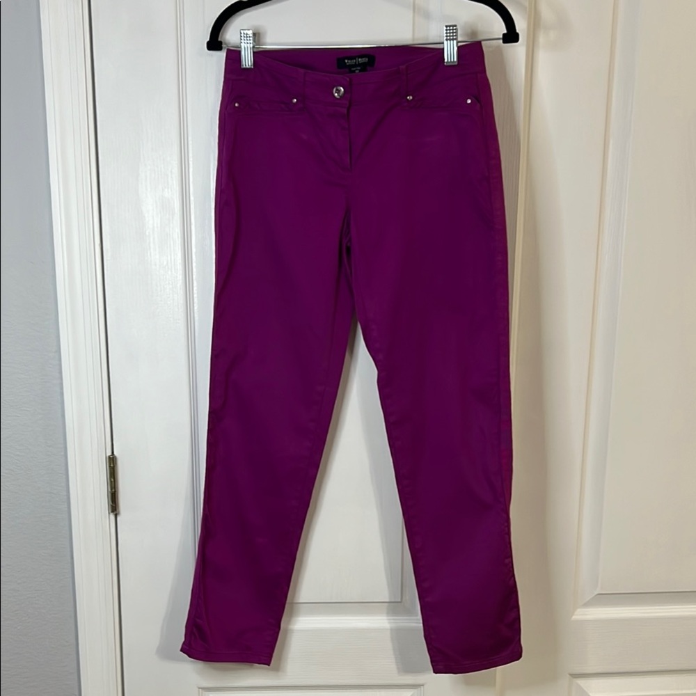 White House Black Market Purple Cropped Ankle Pants